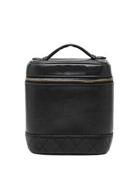 Chanel Bicolor Vanity Bag Handbag Black Lambskin